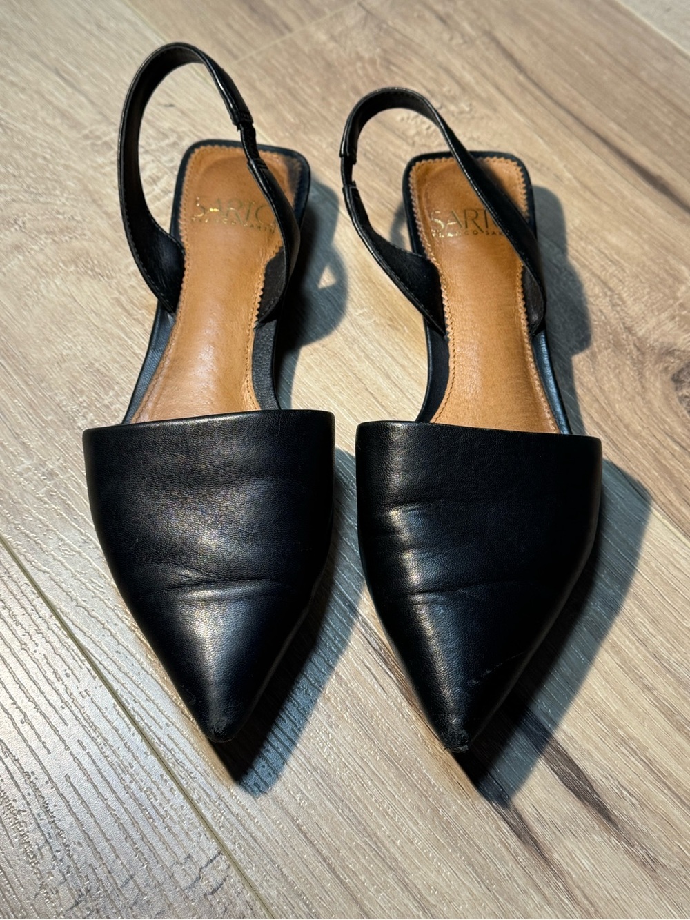SARTO By Franco Sarto Black Pointed Slingback Flats